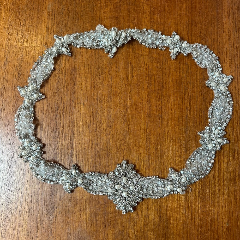 Vintage Silver Crystal Bridal Belt - Elegant Rhinestone Statement